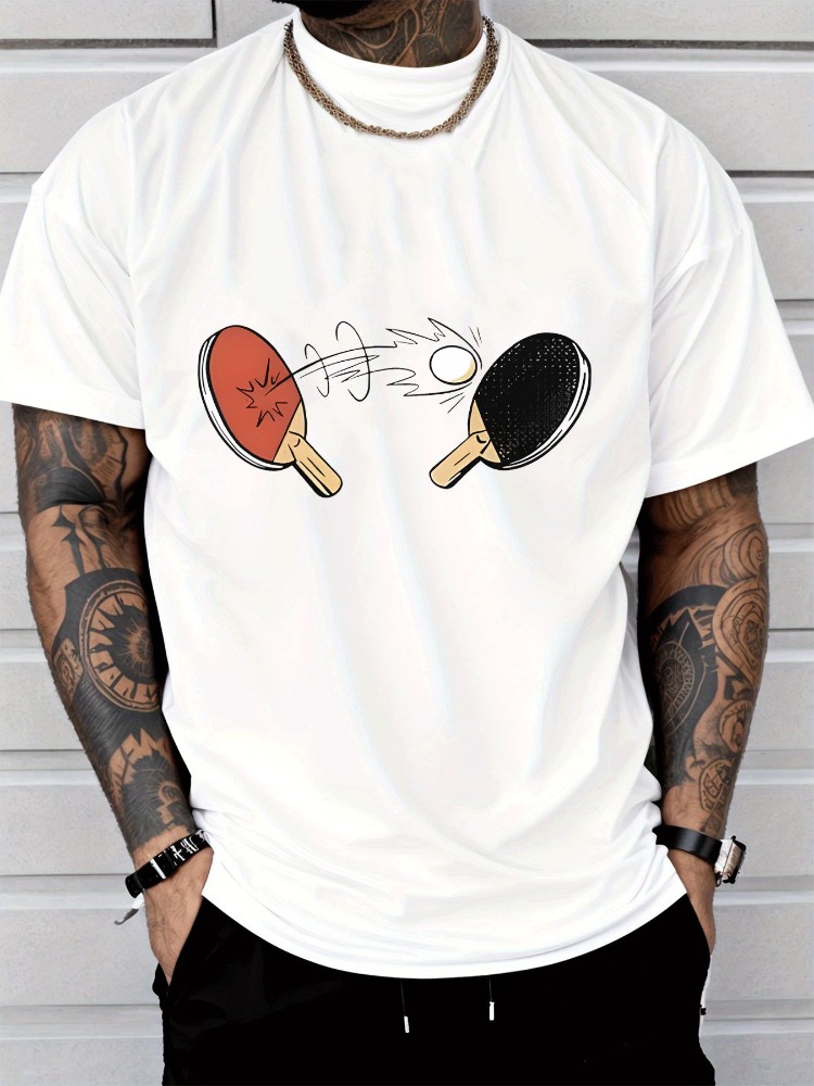 Table Tennis Outfit Male - Мужская летняя футболка с мультяшным принтом